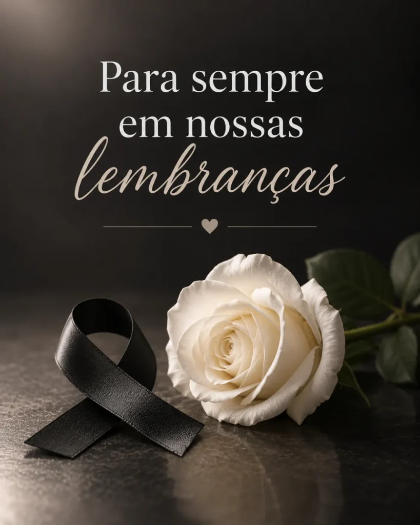 Mensagem de luto para redes sociais com rosa branca