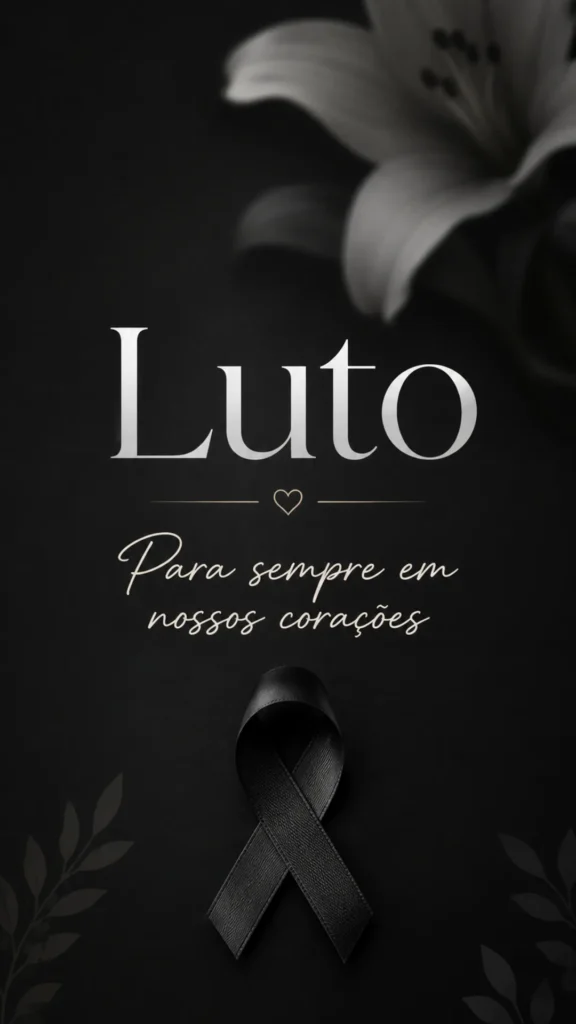 Status de luto com laço preto e lírio branco