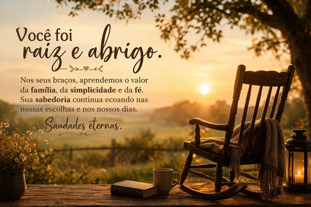 Homenagem póstuma para avós ao pôr do sol
