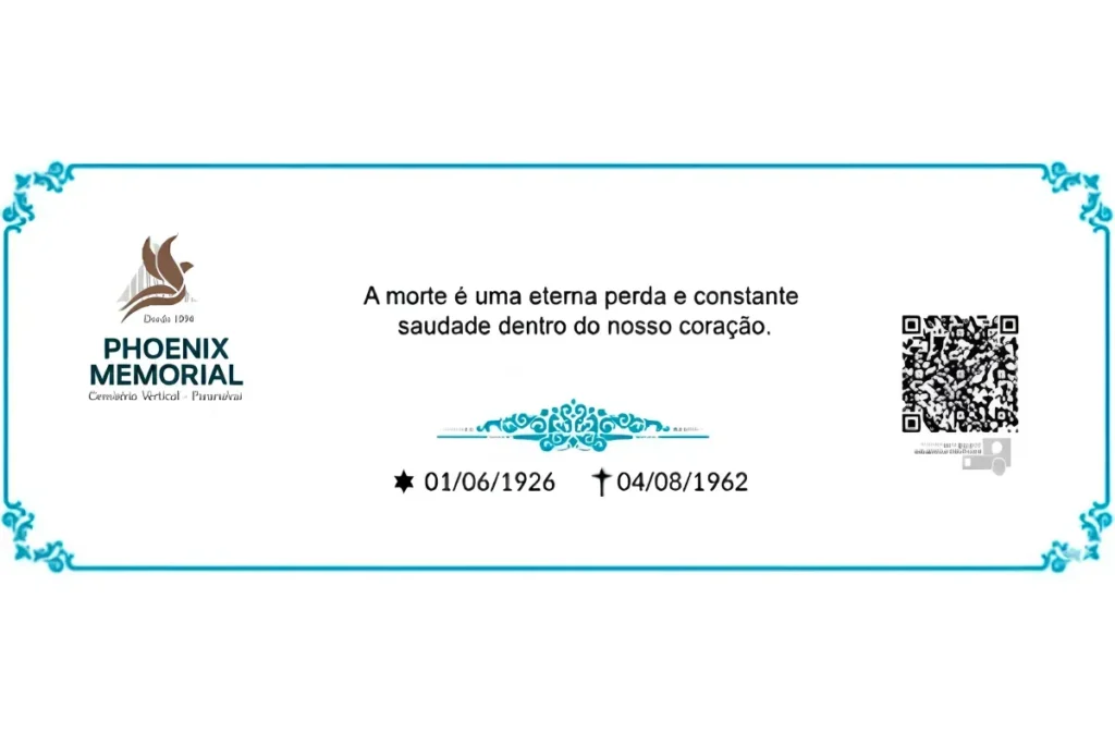 Placa com QR code no cemitério do Phoenix Memorial 